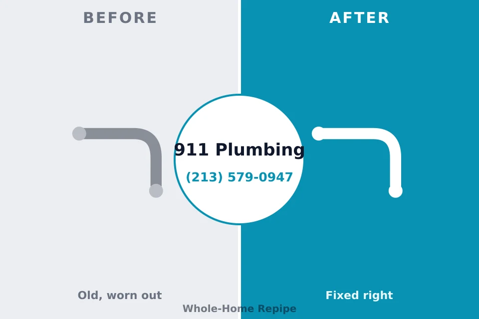 Before and after: plumbing repair Glidden, TX